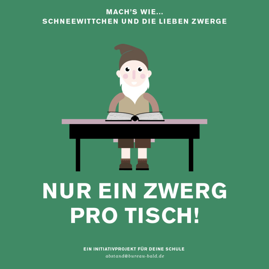 Schul Abstandsaufkleber "Nur ein Zwerg pro Tisch"